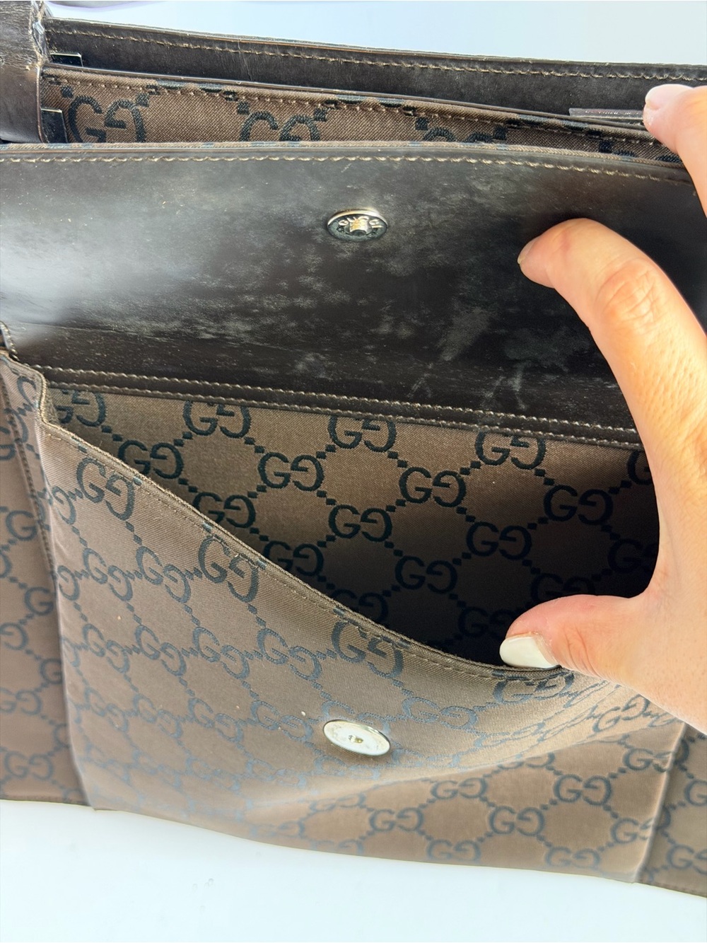 Gucci Vintage Monogram Brown Nylon Canvas Tote Bag - Picture 9 of 16
